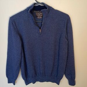 BLACK BROWN 1826 Men’s Medium Blue Italian Wool 1/4 Zip‎ Sweater Preppy Neutral